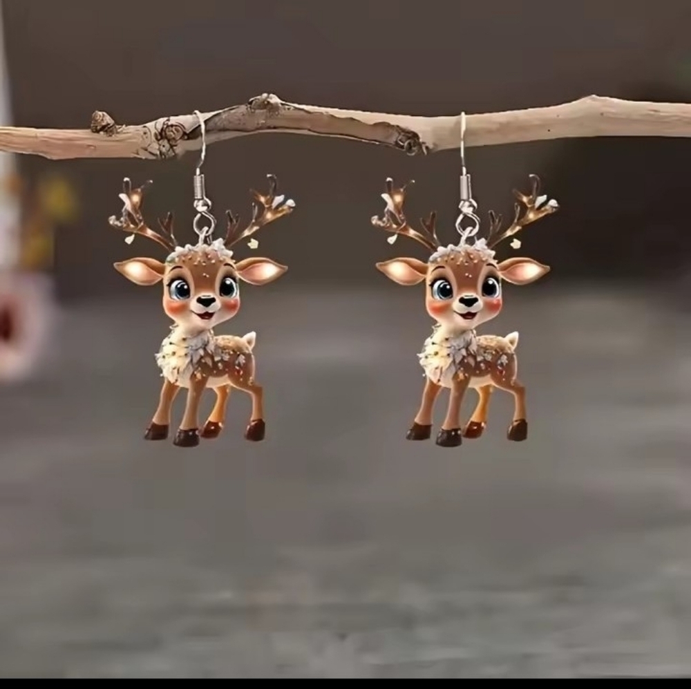 Earrings Christmas Reindeer Elk Dangle New f55